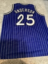 Autographed/Signed Nick Anderson Orlando  Pinstripe Jersey  COA