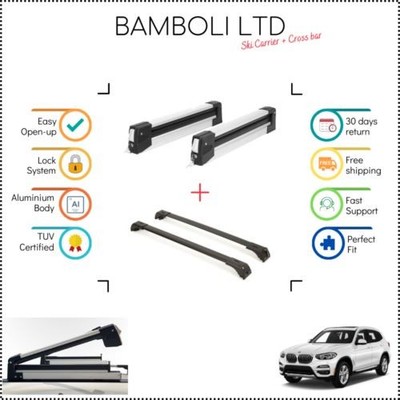 Bamboli 19'' Skiträger & schwarze Querträger Set für BMW X3 2018- ab 4-tlg.