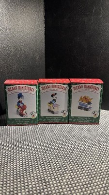 HALLMARK Disney 3 Mickey Express Train Christmas Winter Ornaments Vintage Lot