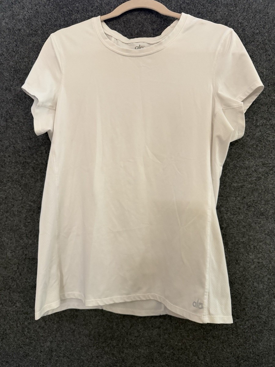 Alo Yoga Coolfit Solid Short Sleeve Mesh Back Cooling Athletic Tee