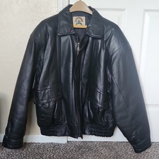 Vintage Phase 2 Men's Black Leather Bomber Jacket 2X