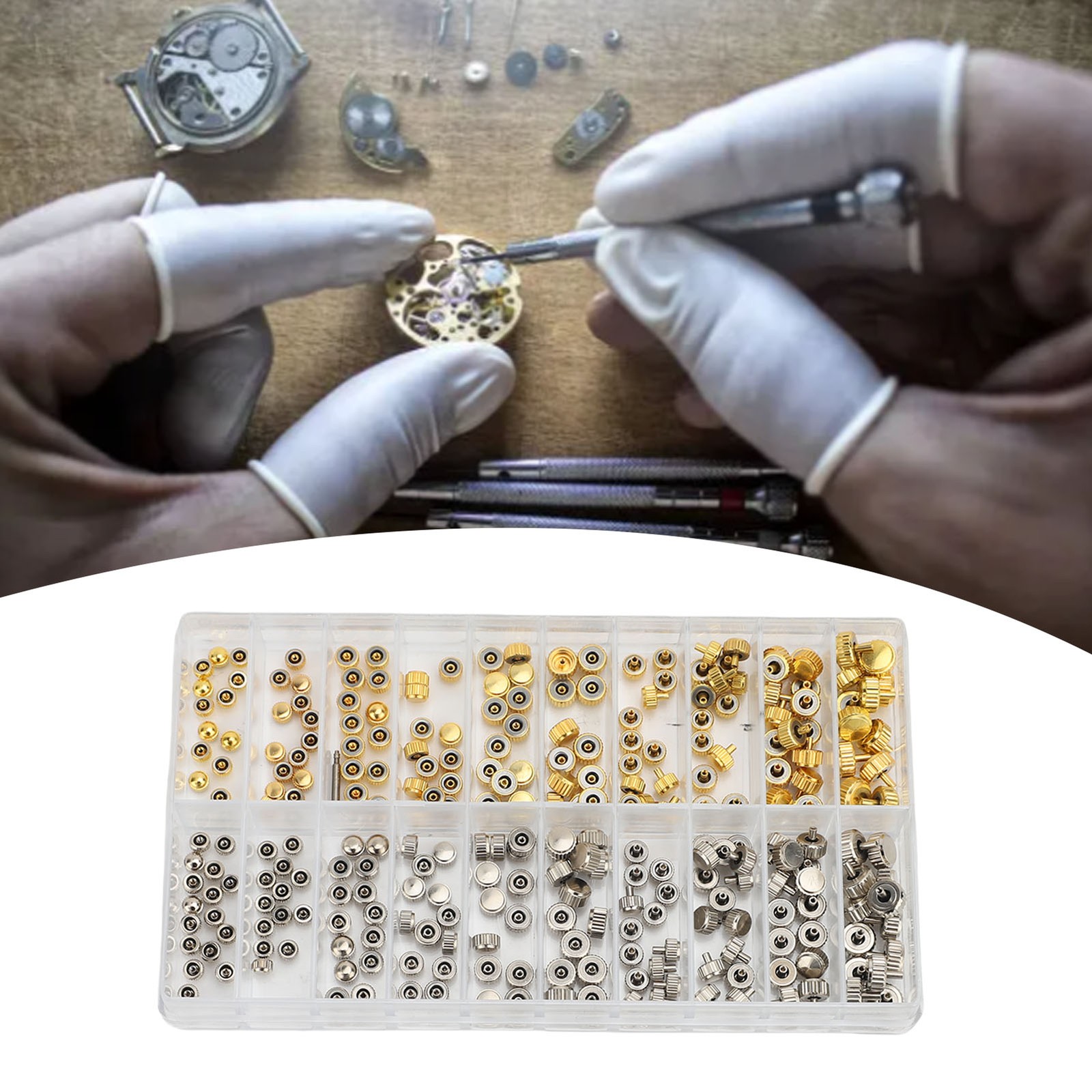 300pcs Stainless Steel Watch Crown Set Replacement Parts For Professional Watchm