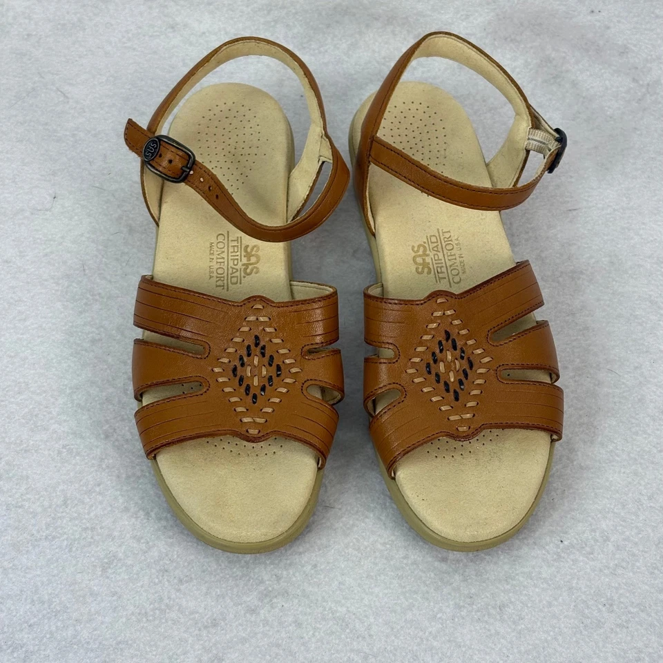Sandalias para mujer SAS 8 cuero marrón/tostado Huarache con correa de cuarto Tripad EE. UU. Foto 3 de 4