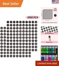 3000 PCS Number Stickers Labels, 0.4'' Black Consecutive Number Stickers 1-20...
