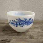 Vintage Federal Milk Glass Blue Roses Mixing Bowl Without Lid 1 1/2 Quart Mint