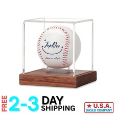 Exquisite Baseball Display Case - Clear Acrylic Holder with Acacia Wood Base