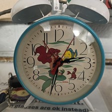 1991 Disney Sunbeam THE LITTLE MERMAID  Blue Wind Up Alarm Clock Vintage Rare 