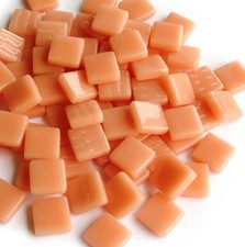 50 Tiles - 12 mm Apricot Orange Glass Square Mosaic Tile Pieces