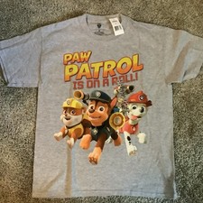 Paw Patrol Boys T-Shirt Gray Paw Patrol Is On A Roll Size M New With Tags