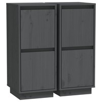 Sideboards 2 Stk. Grau 31,5X34X75 Cm Massivholz Kiefer