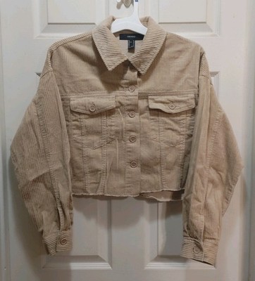 Women's Forever 21 Tan Crop Button Up Size Medium