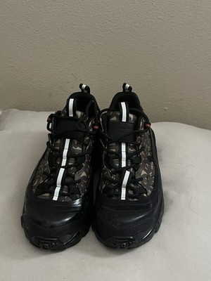 Burberry Monogram Low Top Lace Up Sneakers Black Brown White Men s