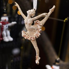 Ballerina Dancer Christmas Ornament Champagne Gold Ornament Christmas Tree