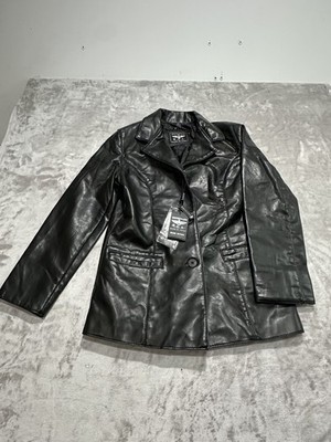 Reportage RGA Leather Jacket Men's Size Small Black Buttons See Flaws NWT