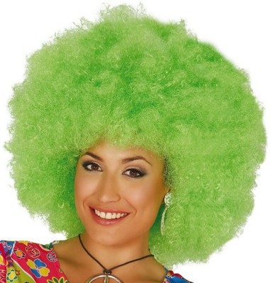 CLOWN Perücke Grün AFRO Locken DISCO 80er