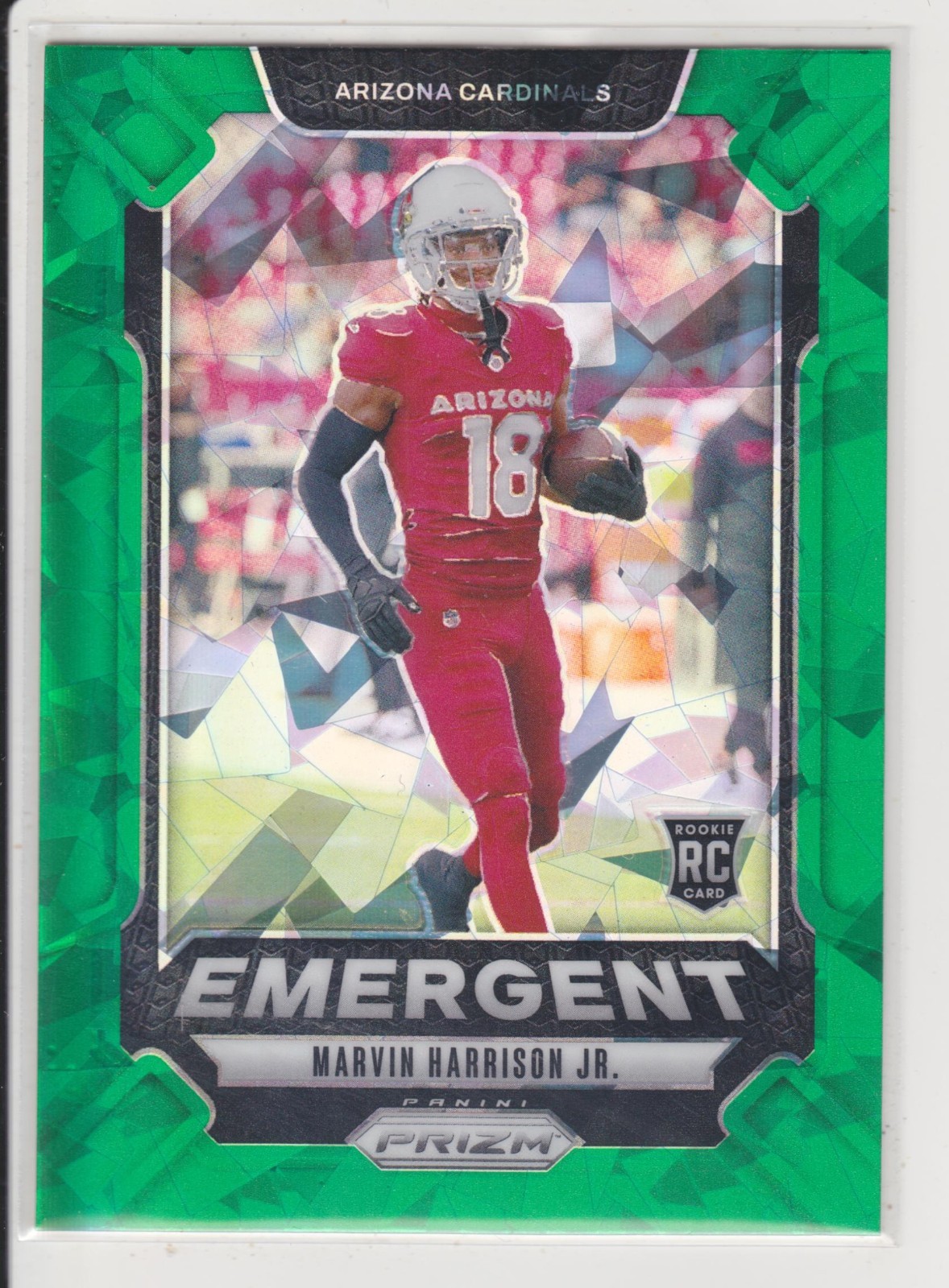 MARVIN HARRISON JR. 2024 PRIZM RC ROOKIE EMERGENT GREEN CRACKED ICE PRIZM