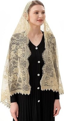 Rectangular Chapel Veil Spanish Lace Floral Mantilla Veils Wrap Shawl Mass He...
