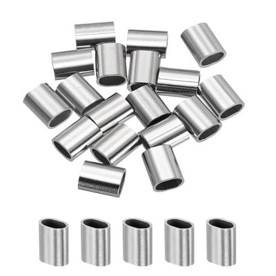 7/64'' Wire Rope Stop Sleeve, 18 Pcs 304 Stainless Steel Crimping Loops Sleeve