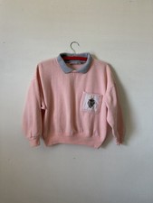 Vintage 90s Collared Sweatshirt Medium Pullover With Added Strawberry Patch