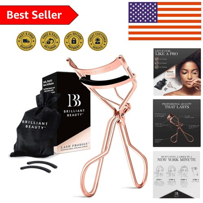 #ad Ergonomic Rose Gold Eyelash Curler – Satin Pouch amp; Extra Silicone Pads Included $13.29
