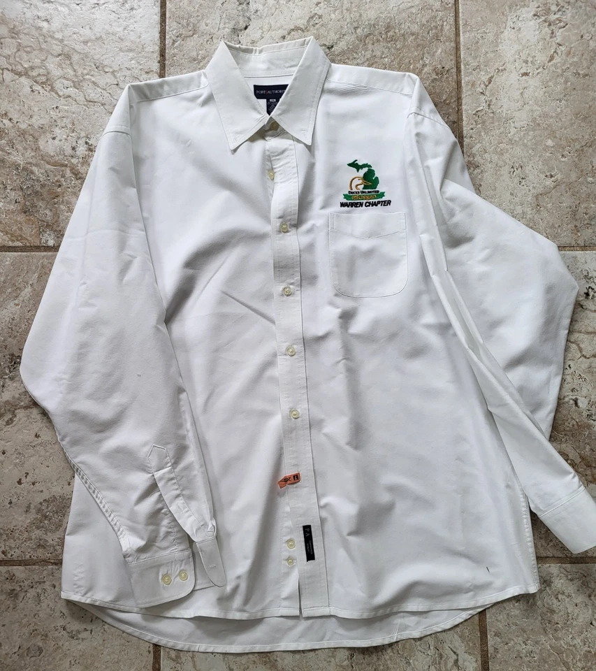 Camisa de vestir con botones Nice Ducks Unlimited Michigan logotipo cosido para hombre 2XL XXL Foto 2 de 4