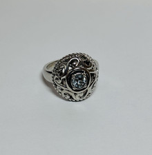 Carolyn Pollack Sterling 925 Silver Topaz Filigree Ring Sz 5 - .18