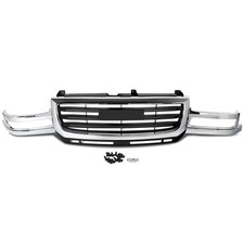 Chromeblack Front Bumper Grille Grill For 2003-2007 Gmc Sierra 2500 Hd 3500 Hd