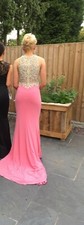 Pink diamonte prom dress size uk 8