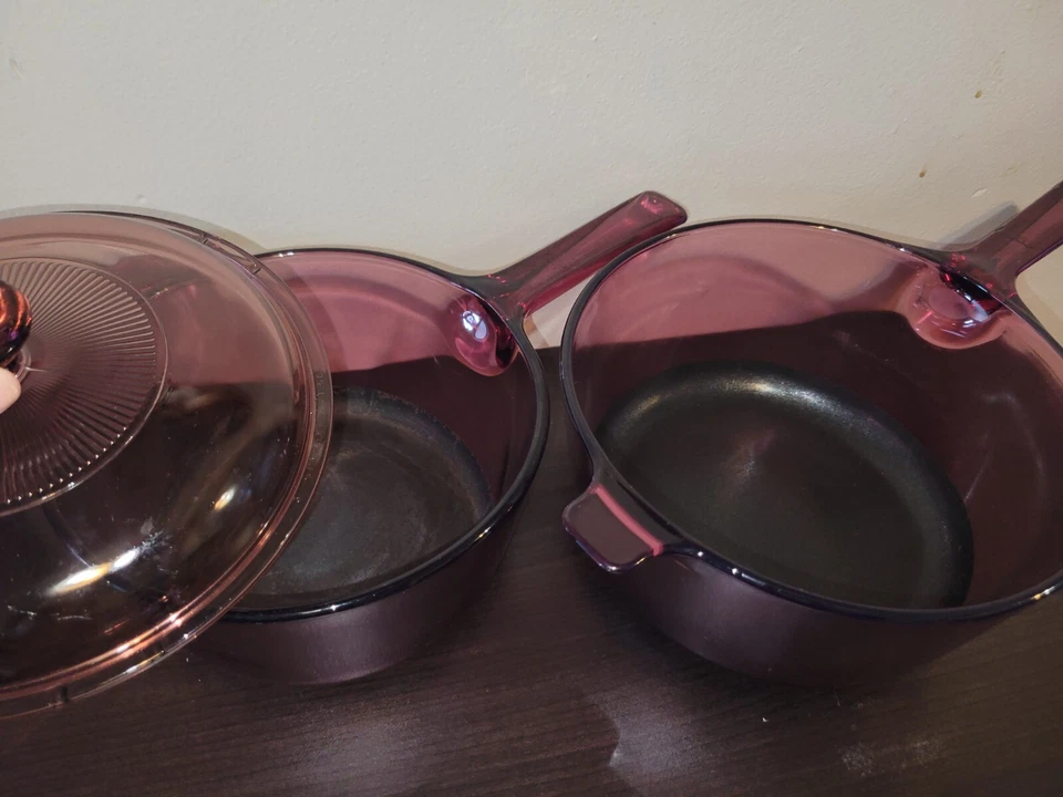 DEFECTUOSO DE COLECCIÓN Vision Corning Ware Lote de 4 Sartén Olla Arándano Púrpura G3D Foto 3 de 4