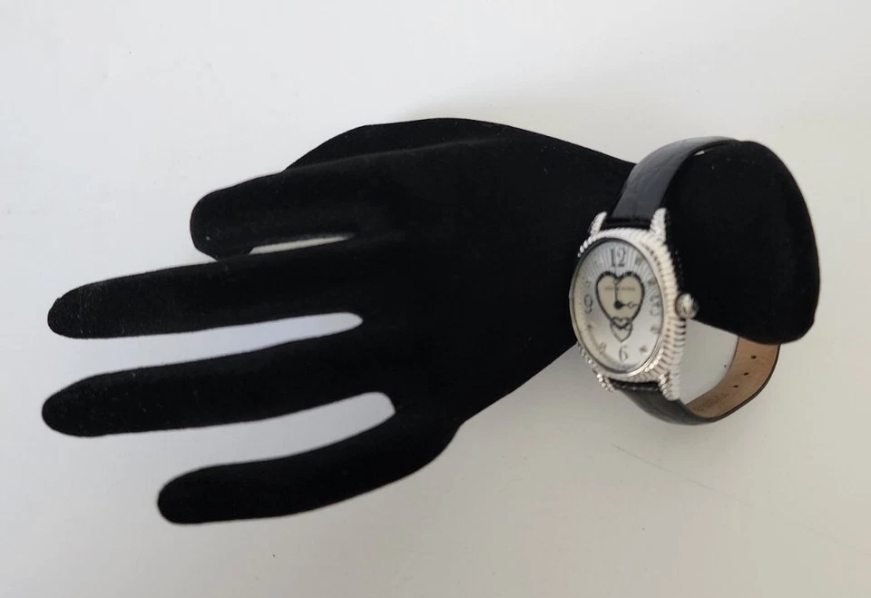 NUEVO Reloj Judith Ripka Diamante MOP Plata Esterlina Correa de Cuero Necesita Batería Foto 3 de 4