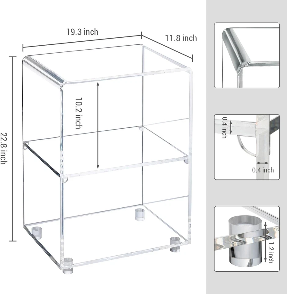 Freestanding Clear Acrylic Bedroom Nightstand with Shelf, Room Side End Table - Image 4 of 4