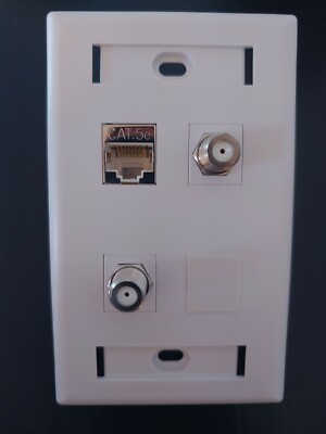 LOT OF 5 ) SIGNAMAX 4-Port wall plate w/ 2 coaxial, cat5e coupler keystone 1 SET