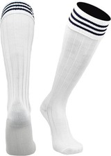 Pearsox Youth Unisex Euro 3 Stripe White Navy Blue 4 Pack Soccer Socks NWT