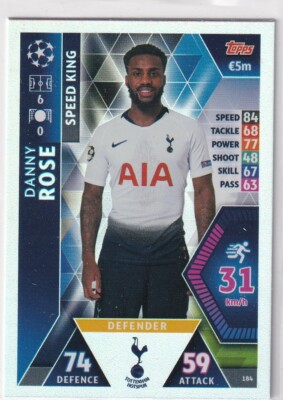 Topps Match Attax Champions League Karte Nr. 184 Danny Rose Speed King