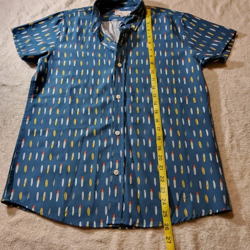 Cotton & Co Boys Youth Button Down Hawaiian Surfboard Shirt Size 14 - Picture 5 of 8