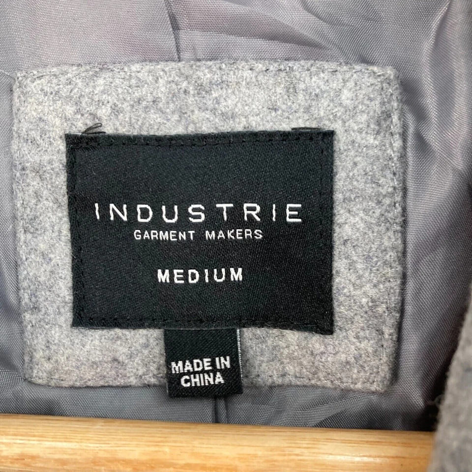 Abrigo Industrie Hombre Talla M Gris Medio Mezcla Lana Bolsillos Botón A605 Foto 4 de 4