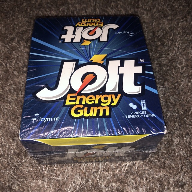 Jolt Icy MINT Energy Caffeine Chewing Gum Freshen Breath Booster 12pck