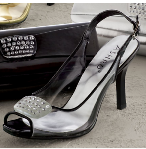 Ashro Black Formal Dress Shoes Lucite 
