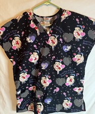 Betty Boop Scrub Top Women  s Medium Multicolored Boop-Oop-A-Doop Medical Field
