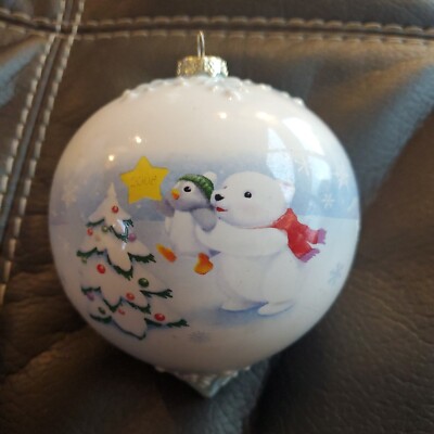 2008 HALLMARK KEEPSAKE ''ADDING THE FINAL TOUCH'' Ceramic Frosty Friends Ornament 