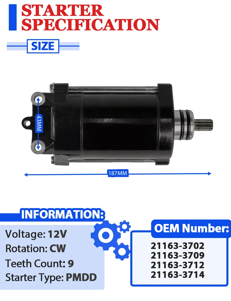 Starter para Kawasaki JS800 Jet Ski 800 SXR 2003-2011 com Bendix&Relé - Imagem 2 de 4