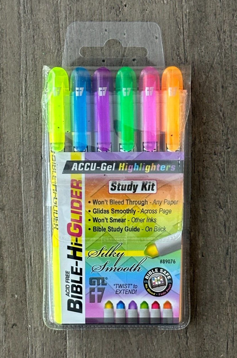 ACCU-Gel Highlighters Bible Hi-Glider Acid Free Non-Smear Smooth 6 Pack # 89076-image