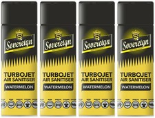 4 x Sovereing Watermelon Turbojet Air Sanitiser Car Home Office Freshener Spray