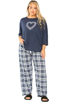 Ex Evans Pyjama Set Plus Size Cotton Bottoms Top Lounge Clothing Night Wear  PJs UK
