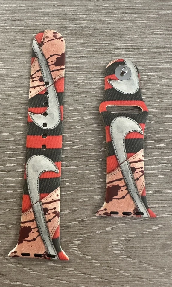 Correa para reloj Apple Nike DUNK Freddy Kreuger silicona 42-49 mm 1-9 Ultra 1 2 Foto 3 de 4