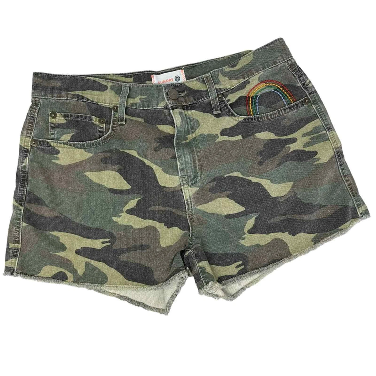 Sundry Camo Shorts with Stitched Rainbows size 29 CUTE eBay