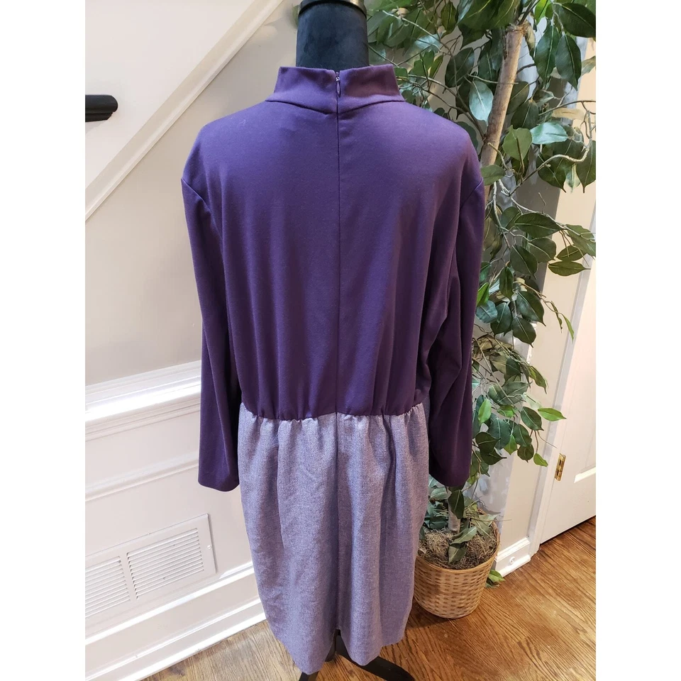 Vestido Suéter Coldwater Creek Para Mujer W20 Púrpura Cuello Simulado Hasta la Rodilla Cremallera Trasera Foto 4 de 4