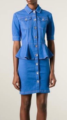 LOVE MOSCHINO  Peplum Waist Denim Dress - Blue -  UK 6/US 2