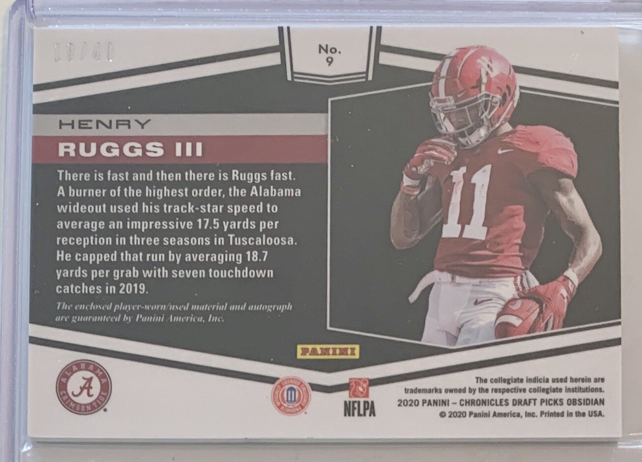 2020 Obsidian Henry Ruggs III Purple RPA Auto RC #’d 18/49 Las Vegas ...