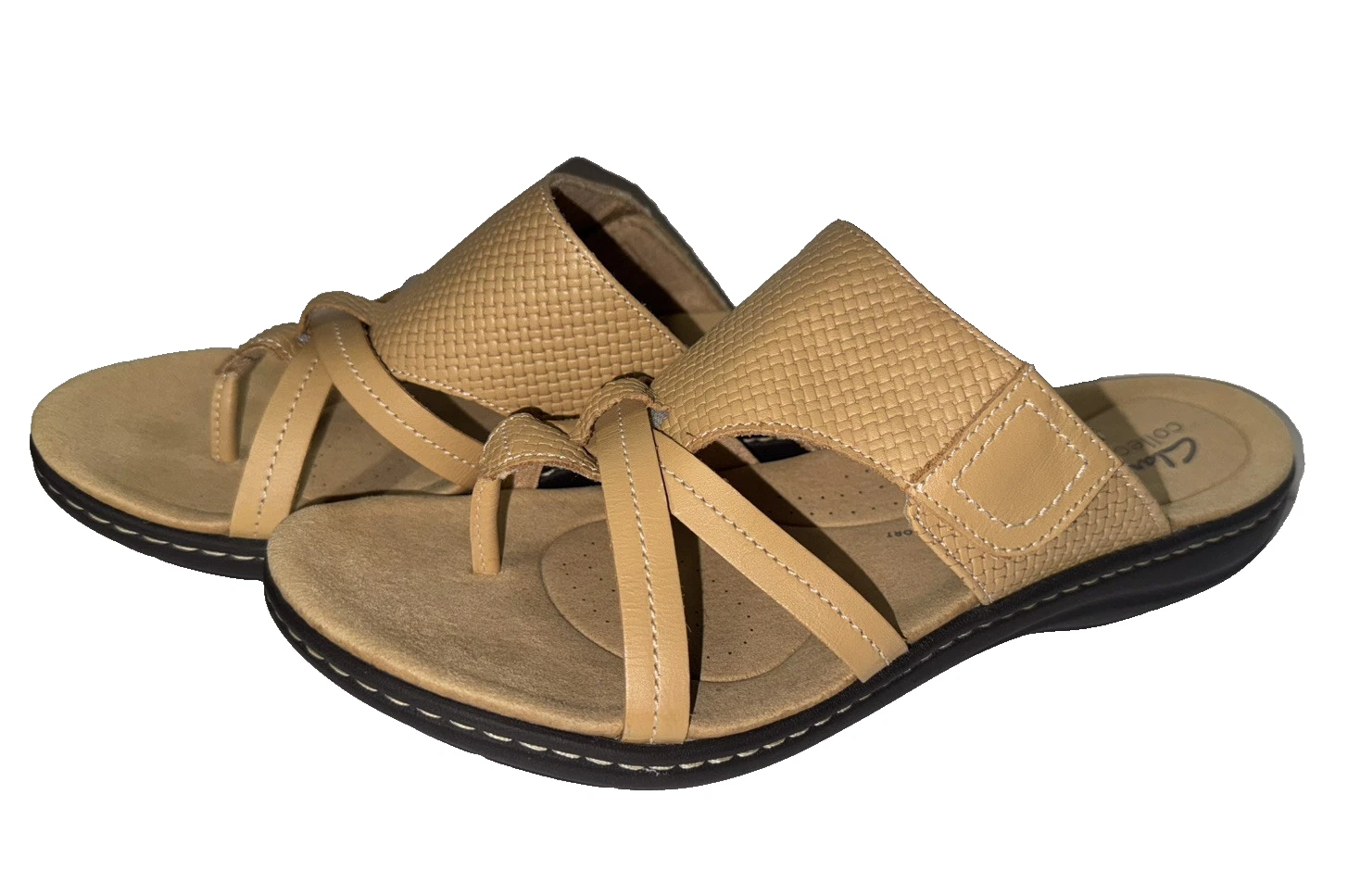 Clarks sandalo donna Laurieann bordo pelle marrone chiaro zeppa scarpe primavera estate